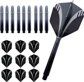 ABC Dart - Dart Flights en Darts Shafts Short - Tribal zwart - 3 sets