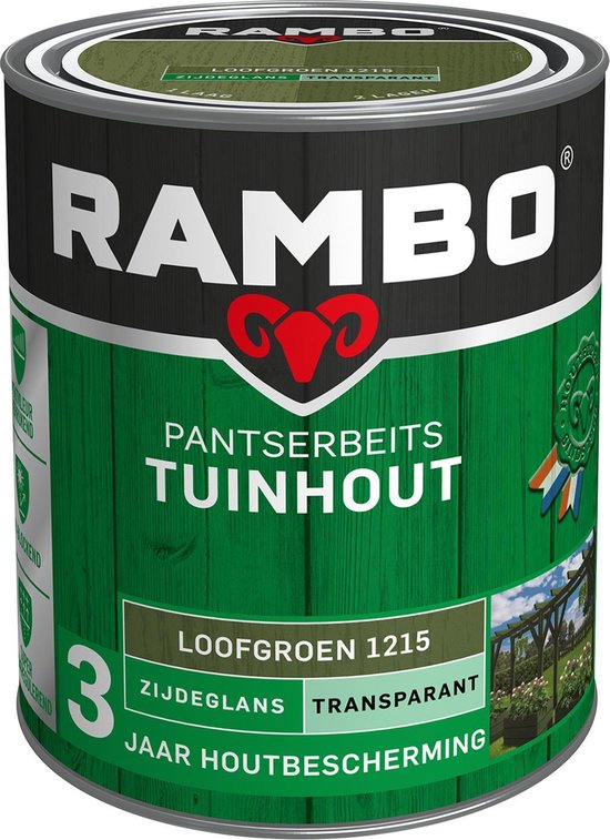 Foto: Rambo pantserbeits tuinhout zijdeglans transparant gelijkmatig vloeiend loofgroen 0 75l