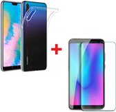 Huawei P30 Hoesje Transparant TPU Siliconen Soft Case + Tempered Glass Screenprotector