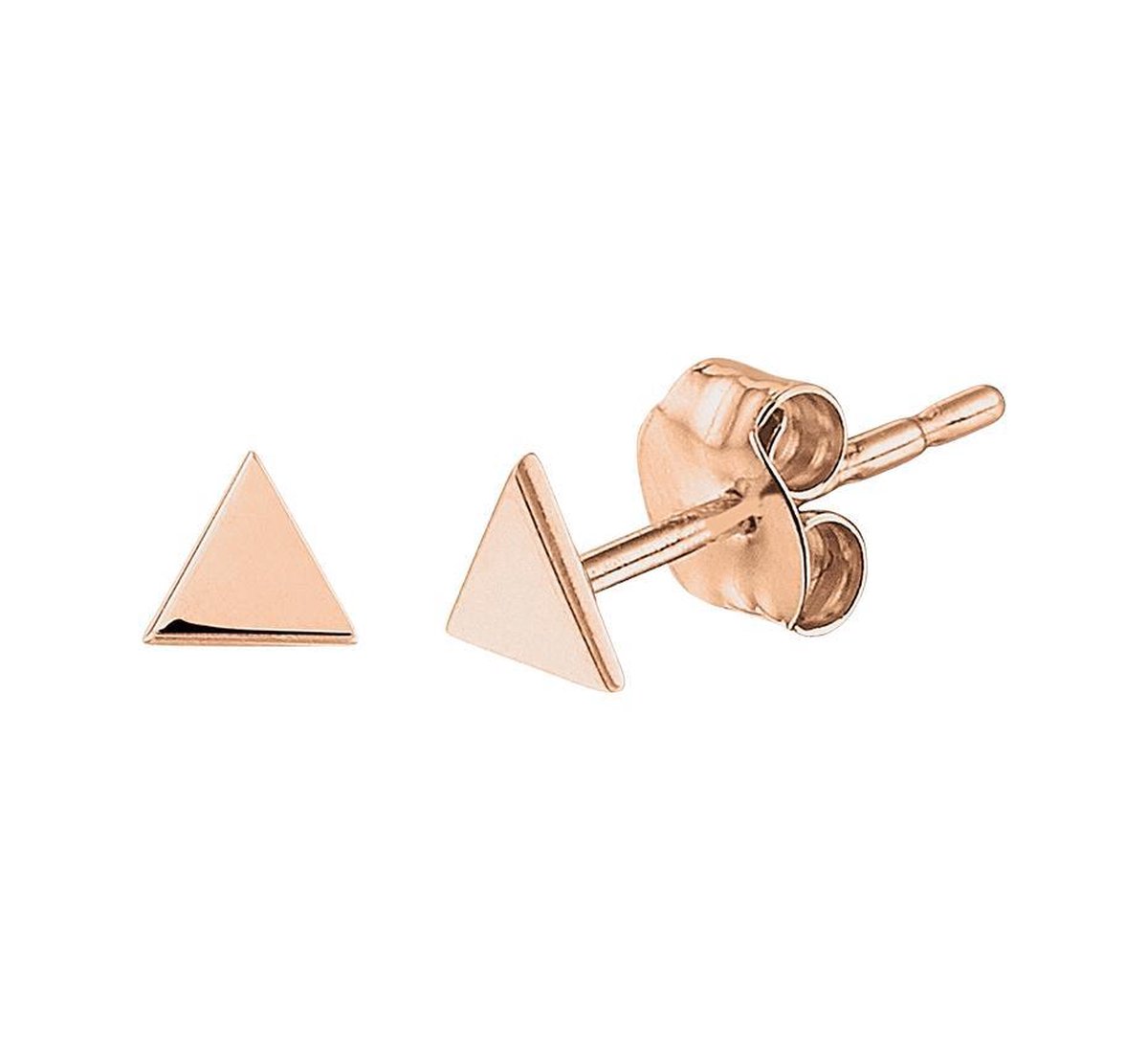 The Fashion Jewelry Collection Oorknoppen Driehoek - Roségoud