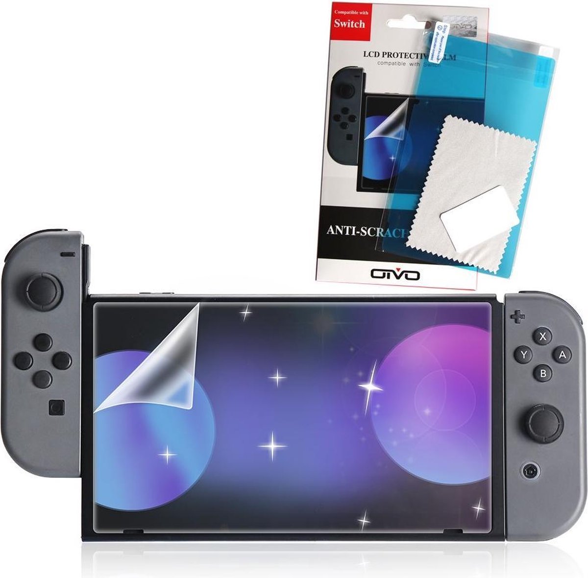 Geschikt voor Nintendo Switch Screenprotector met Schoonmaakdoekje