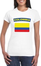 T-shirt met Colombiaanse vlag wit dames XXL