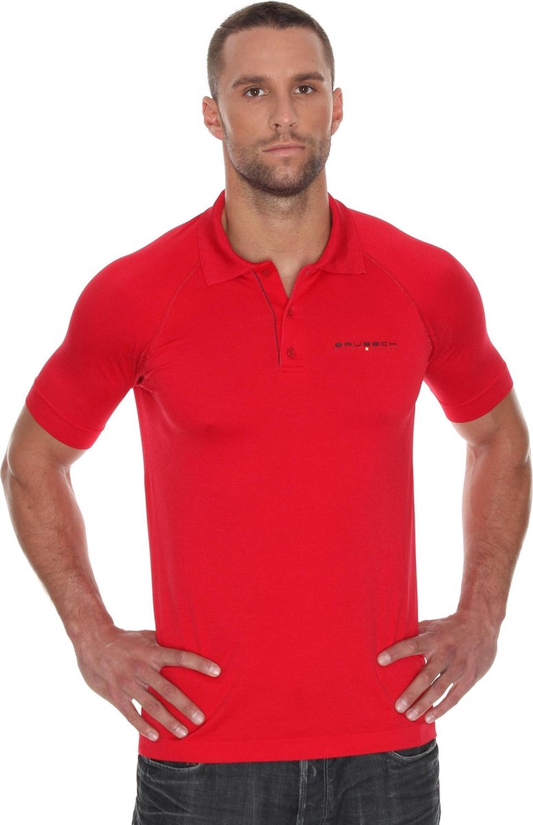 Brubeck Prestige seamless sport poloshirt korte mouw – heren – voor golf en tennis - Rood M