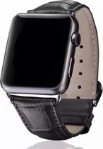 Leren Bandje - Zwart - Alligatorleer Details - Geschikt voor Apple Watch - 38/40 mm