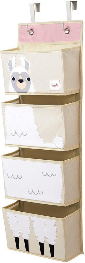 3 Sprouts Hangende Organizer – Wand en Deur Organizer – 4 Mandjes – Lama
