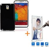 TPU zwart Silicone hoesje Samsung Galaxy Note 3 met Glazen screenprotector