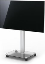 Spectral QX203-BG-AL | tv-statief verrijdbaar, tv-standaard draaibaar | aluminium buis, voetplaat in zwart glas | geschikt voor 32" - 55” inch televisies
