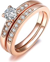 Fate Jewellery Ring FJ161 - Deluxe Ring - 17mm - Roséverguld met Zirkonia kristallen