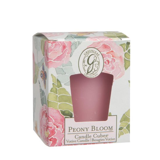 Greenleaf Peony Bloom candle cubes 4stk + gratis votive glaasje bol