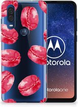 Motorola One Vision Siliconen Case Pink Macarons