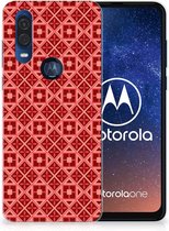 Motorola One Vision TPU bumper Batik Red
