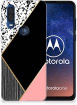 Souple Housse pour Motorola One Vision Coque Téléphone Formes Rose Noir