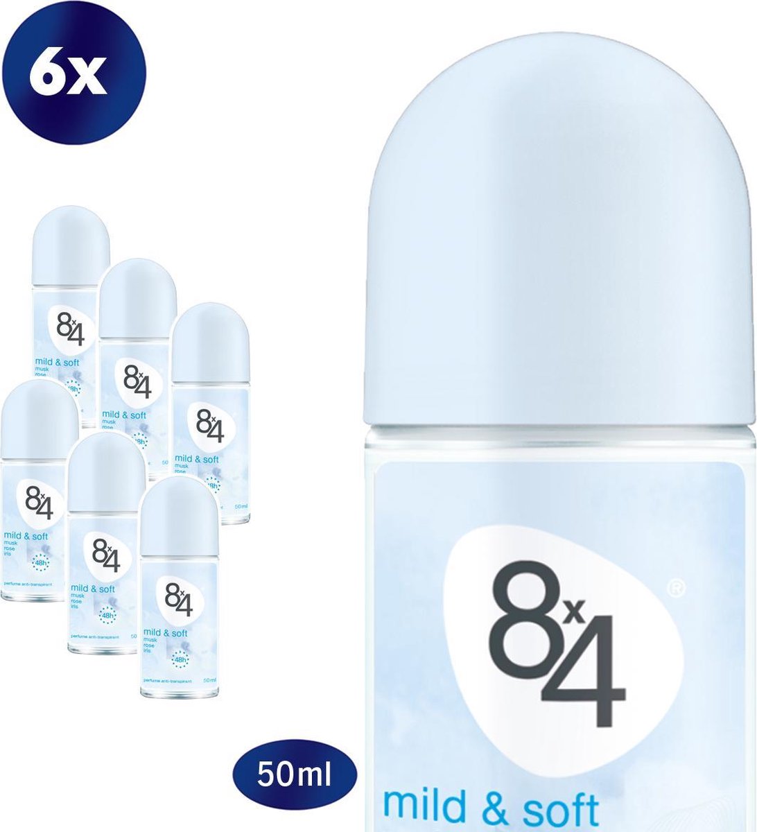 8x4 Mild & Soft - 6 x 50 ml - Voordeelverpakking - Deodorant Roller