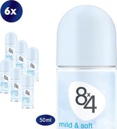 8x4 Mild & Soft - 6 x 50 ml - Voordeelverpakking - Deodorant Roller