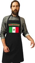 Mexicaanse vlag keukenschort/ barbecueschort zwart heren en dames - Mexico schort