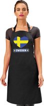 Zweedse vlag in hart keukenschort/ barbecueschort zwart heren en dames - I love Zweden schort