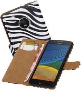 Zebra Bookstyle Wallet Case Hoesjes voor Moto G5 Plus Wit