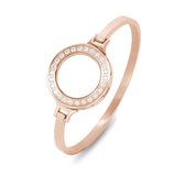 LOCKits X980101750 - Stalen bangle met zirkonia - voor 25-2 mm munt - Ø 62 mm - rosékleurig