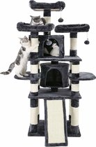 XXL Luxe Katten Krabpaal met Mandjes, Uitkijkposten, Kattenhuisjes - Grote Kattenboom voor meerdere Katten - 60x55x 172cm - Donkergrijs