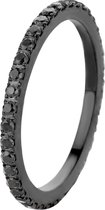 Melano friends Sade cz ring - Zwartkleurig + Black - Dames - Maat 58