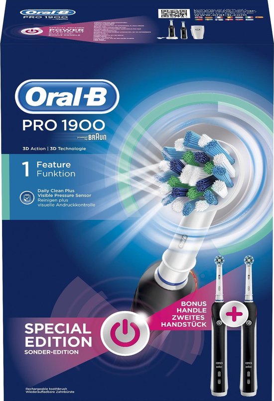 Oral-B Pro 1900+ Bonus Handle Black - 2 stuks | bol
