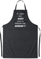 Ik begin mijn DIEET altijd op dezelfde dag, MORGEN !! - Luxe Schort Keukenschort met tekst - Zwart