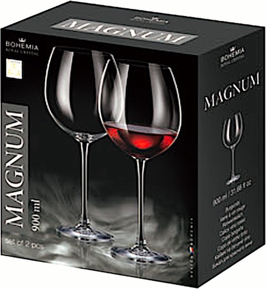 2 rode wijnglazen MAGNUM 900 ml - set 2 stuks - Bohemia Crystal | bol.com