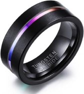 Ring Wolfraamcarbide Zwart met Regenboog | Dames | Heren | Sieraad | Titanium