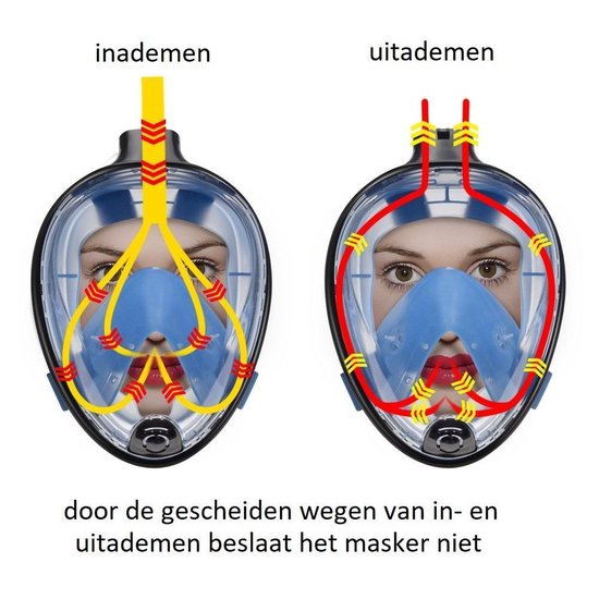 Campingwise full face Duikmasker, snorkelmasker - Zwart - Maat L/XL