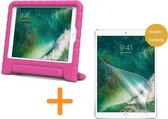 Hoes geschikt voor iPad 2017 / 2018 9.7 inch - Screen Protector GlassGuard - Kinder Back Cover Kids Case Hoesje Roze & Screenprotector