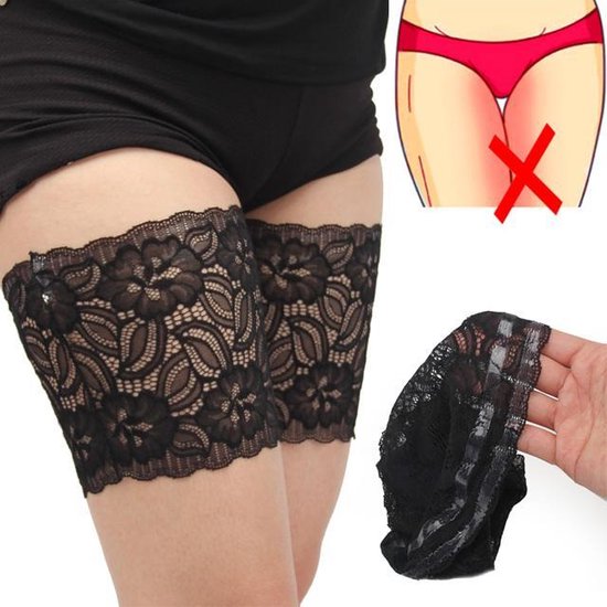 Kanten Anti Schuur Kousenband - 68/73 cm - Wit - Stijl A