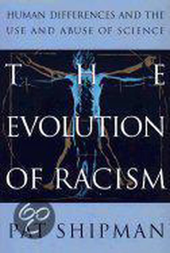 Boekomslag met de titel 'The Evolution of Racism' en een afbeelding van de Vitruviaanse mens.