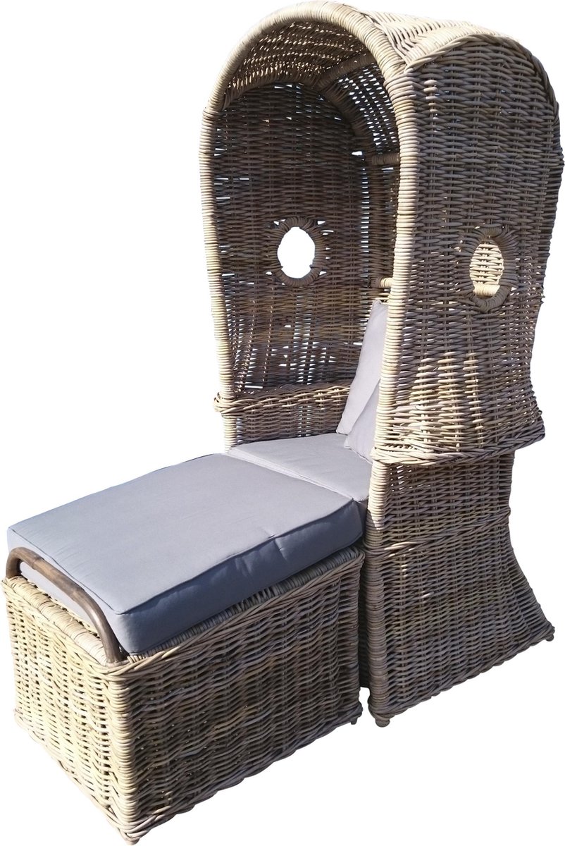 aangenaam stuiten op 945 Rotan strandstoel met voetenbank en kussens, SIDANO | bol.com