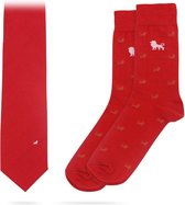 Red Lion Set - Matchende zijde stropdas & sokken