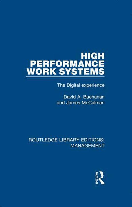 Routledge Library Editions: Management - High Performance Wo ... - cover