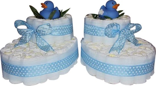 Luiertaart Blauw 3 lagen met personaliseerbaar konijn Luiertaart Blauw 3 lagen met personaliseerbaar konijn