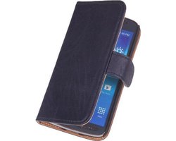 Polar Echt Lederen Nokia Lumia 900 Bookstyle Wallet Hoesje Navy Blue - Cover Case Hoes