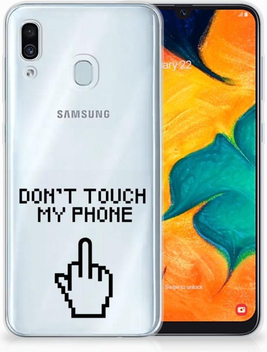 Samsung Galaxy A30 Silicone-hoesje Finger Don't Touch My Phone