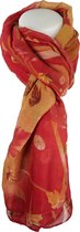 Qischa® super leuke wintersjaal dun rood-camel - herfst