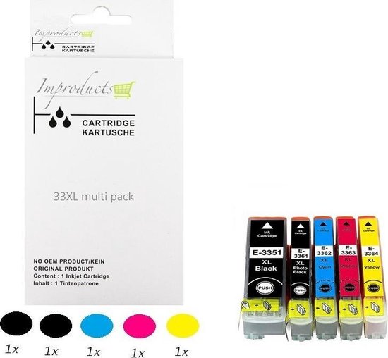 Cartouches d'encre jour pour Epson 33XL multipack de 5 couleurs, 33  cartouches