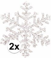 2x Kersthangers sneeuwvlok transparante hangers 18 cm