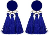Fako Bijoux® - Oorbellen - Kwast - Boho - Cirkel - Blauw
