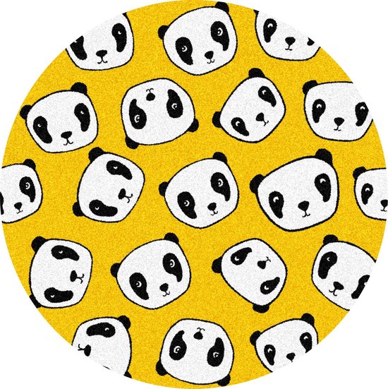 Mat, Vloermat, Vloerkleed, Tapijt, Kind - Kinderkamer Panda - Rond - Wasbaar - Antislip -115 x 115 cm