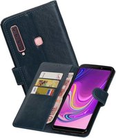 Zakelijke Book Case Telefoonhoesje Geschikt voor de Samsung Galaxy A9 2018 - Portemonnee Hoesje - Pasjeshouder Wallet Case - Blauw