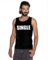 Single tekst singlet shirt/ tanktop zwart heren XL