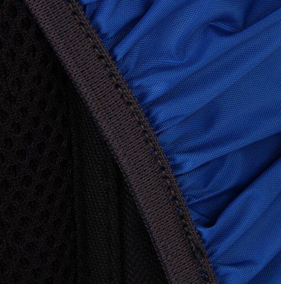 Blauwe stof met een grijze rand en mesh textuur