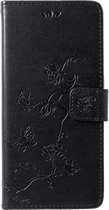 Shop4 - Samsung Galaxy A9 (2018) Hoesje - Wallet Case Vlinder Patroon Zwart