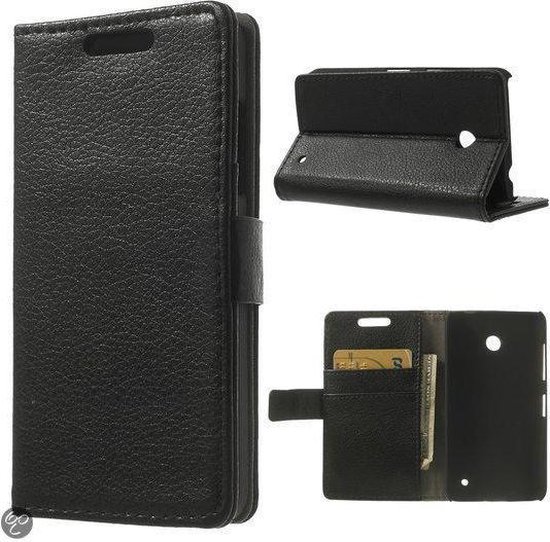 Litchi Wallet case hoesje Nokia Lumia 630 en 635 zwart | bol.com
