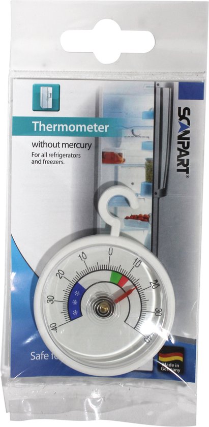 Scanpart koelkast thermometer analoog - Ook geschikt voor vriezer - Analoge koelkastthermometer - Meetbereik temperatuur -40°C tot +40°C