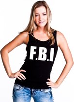 Politie FBI tekst singlet shirt/ tanktop zwart dames M